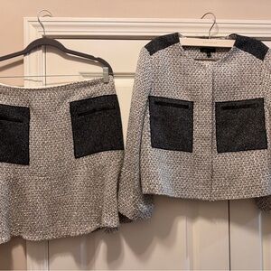 Ann Taylor Black and Gray Mini Skirt